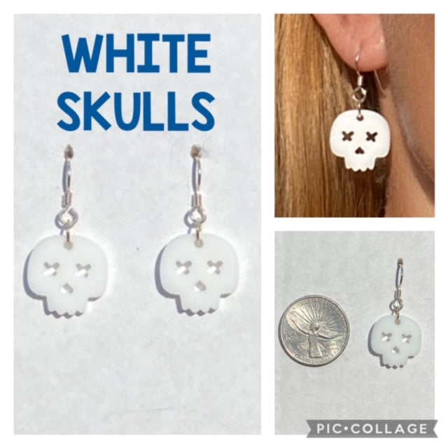 White Skulls Earrings