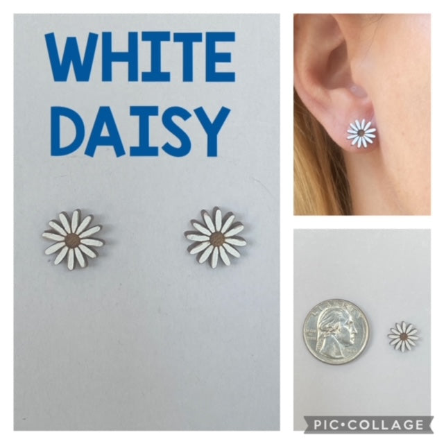 White Daisy Studs